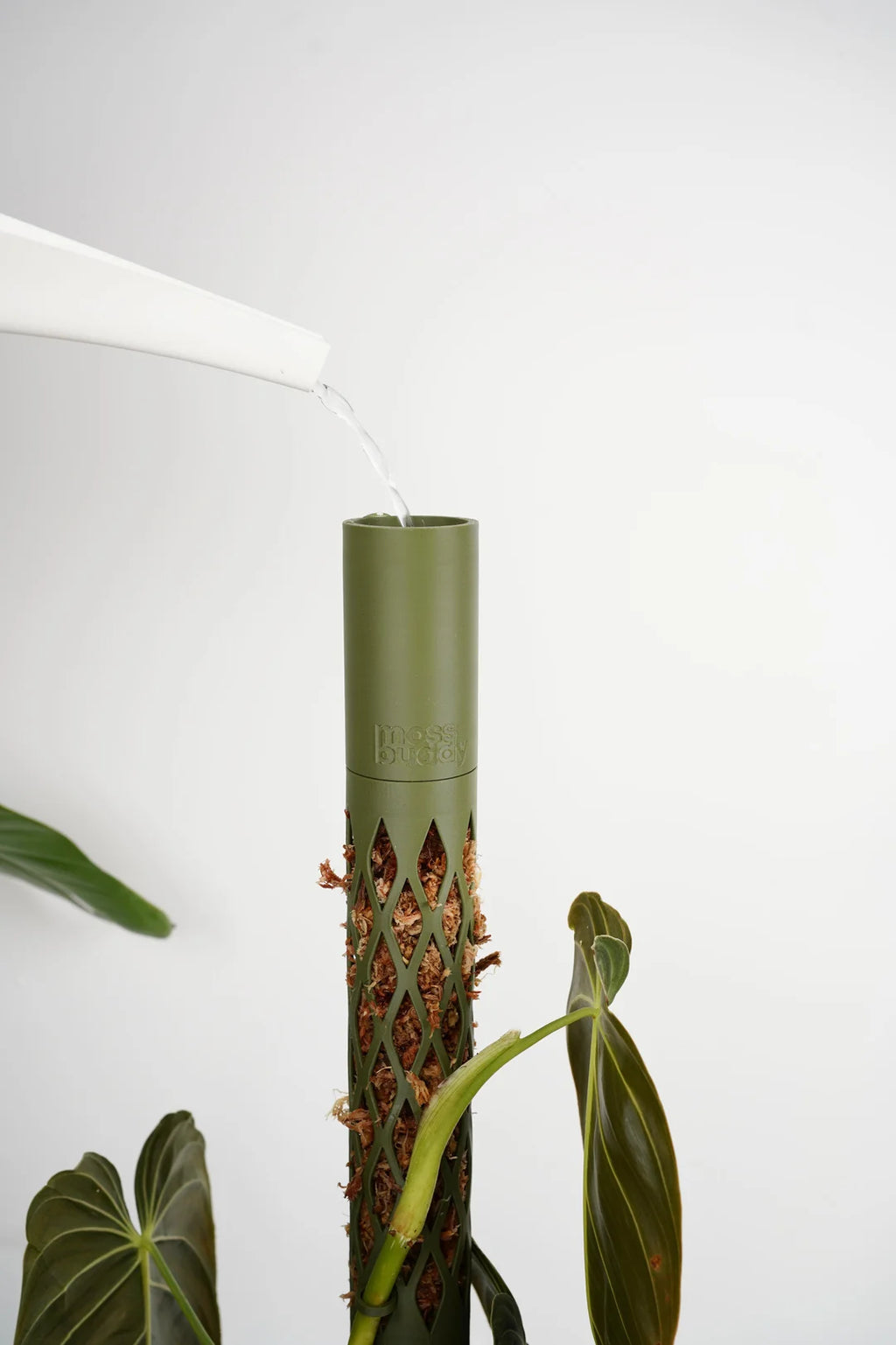 MOSS BUDDY Modular Moss Pole Starter Pack – Self-Watering Climbing Pole, 3D Printed in Muted Green & Beige