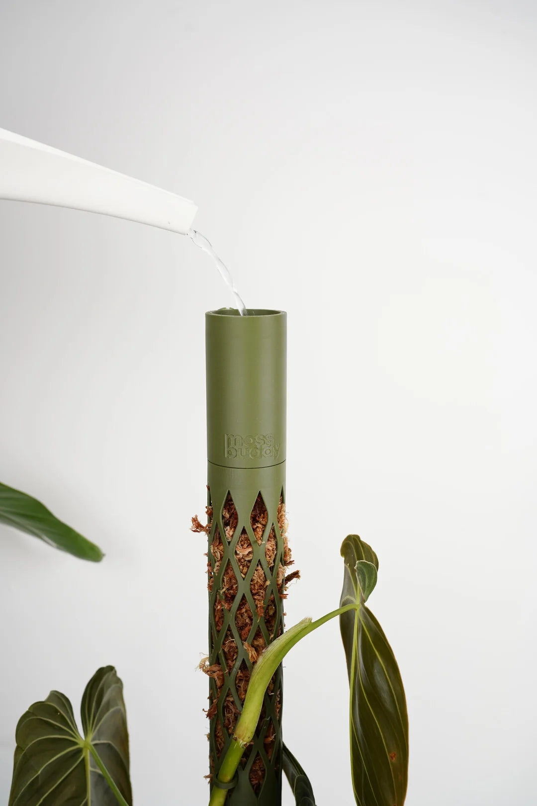 MOSS BUDDY Modular Moss Pole Starter Pack – Self-Watering Climbing Pole, 3D Printed in Muted Green & Beige