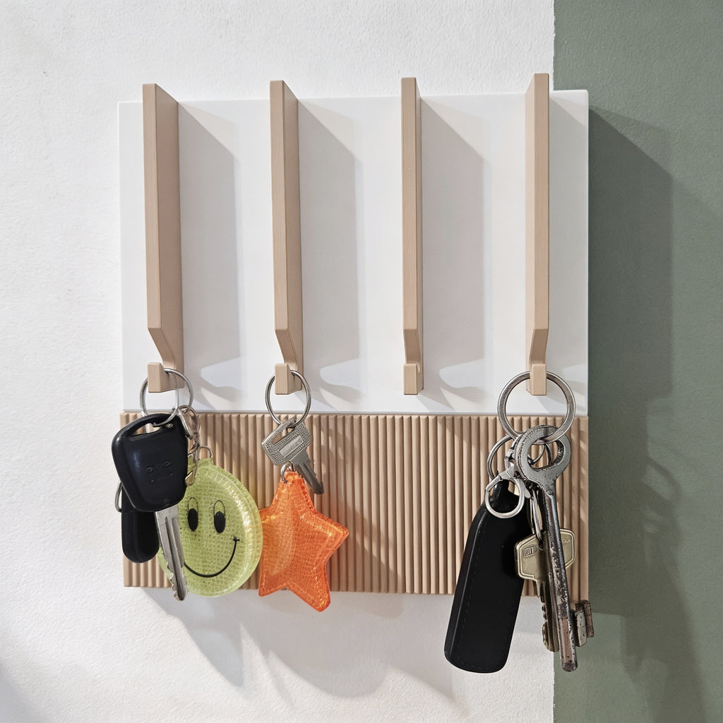 PIANIS Minimalist Wall Key Holder – 3D Printed Wall-Mounted Key Rack, Modern Entryway Organizer for Keys & Small Accessories