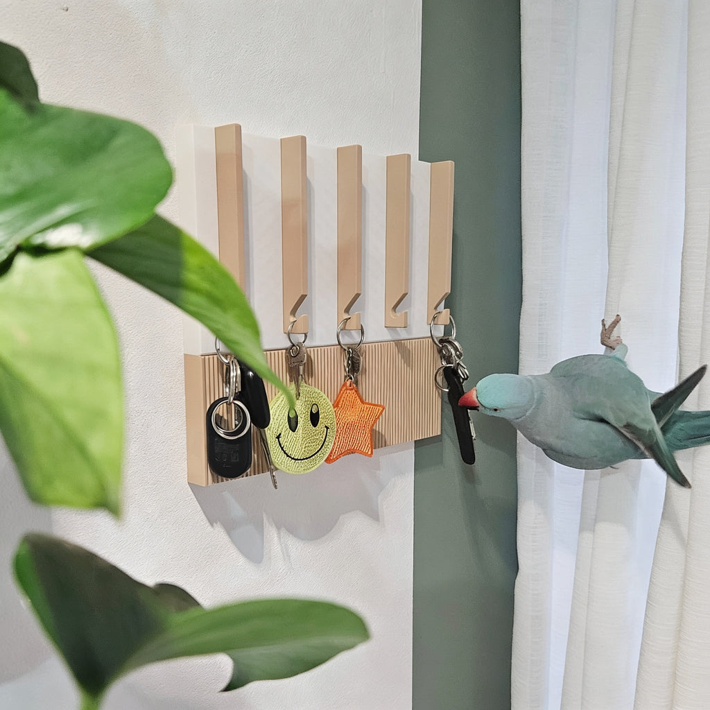 PIANIS Minimalist Wall Key Holder – 3D Printed Wall-Mounted Key Rack, Modern Entryway Organizer for Keys & Small Accessories