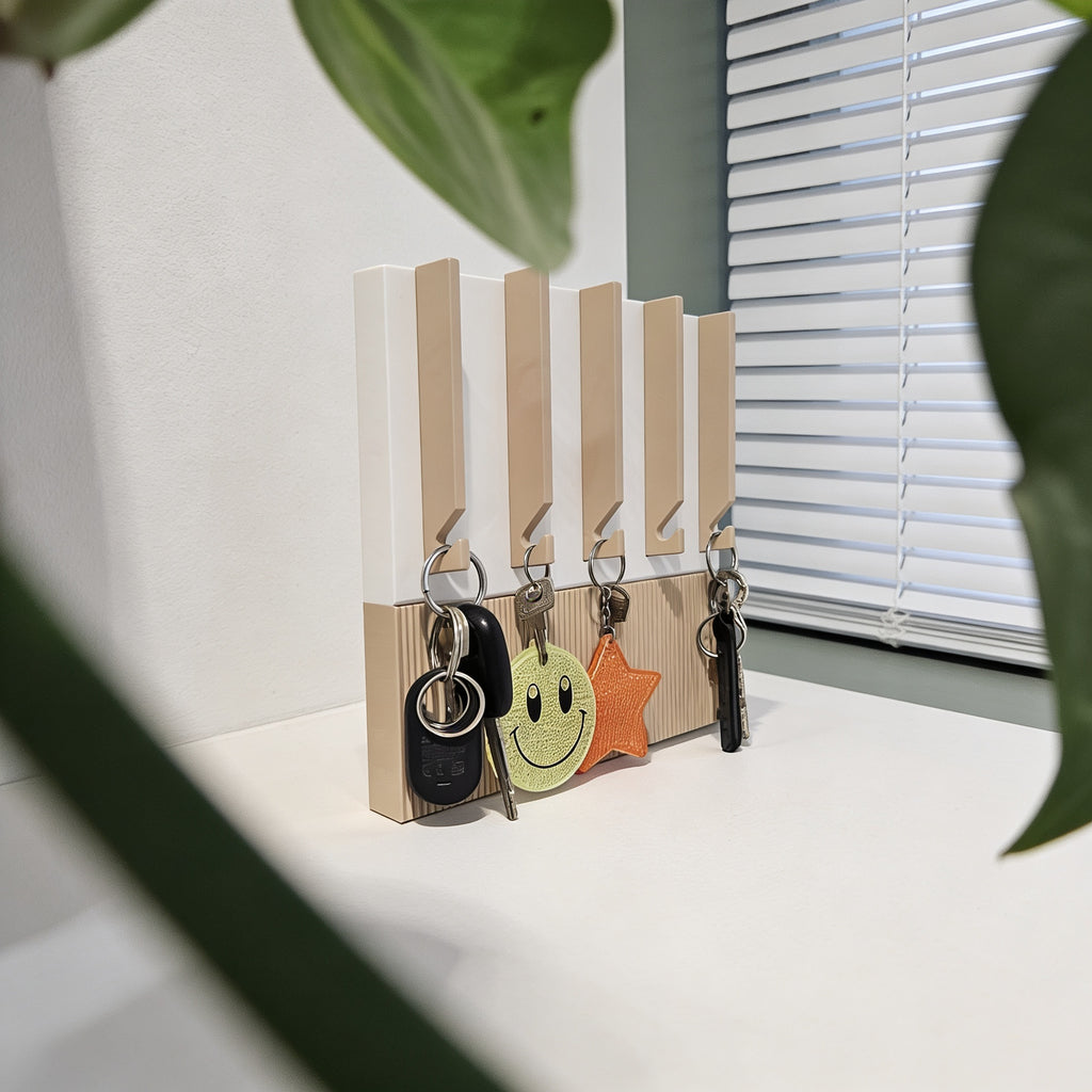 PIANIS Minimalist Wall Key Holder – 3D Printed Wall-Mounted Key Rack, Modern Entryway Organizer for Keys & Small Accessories
