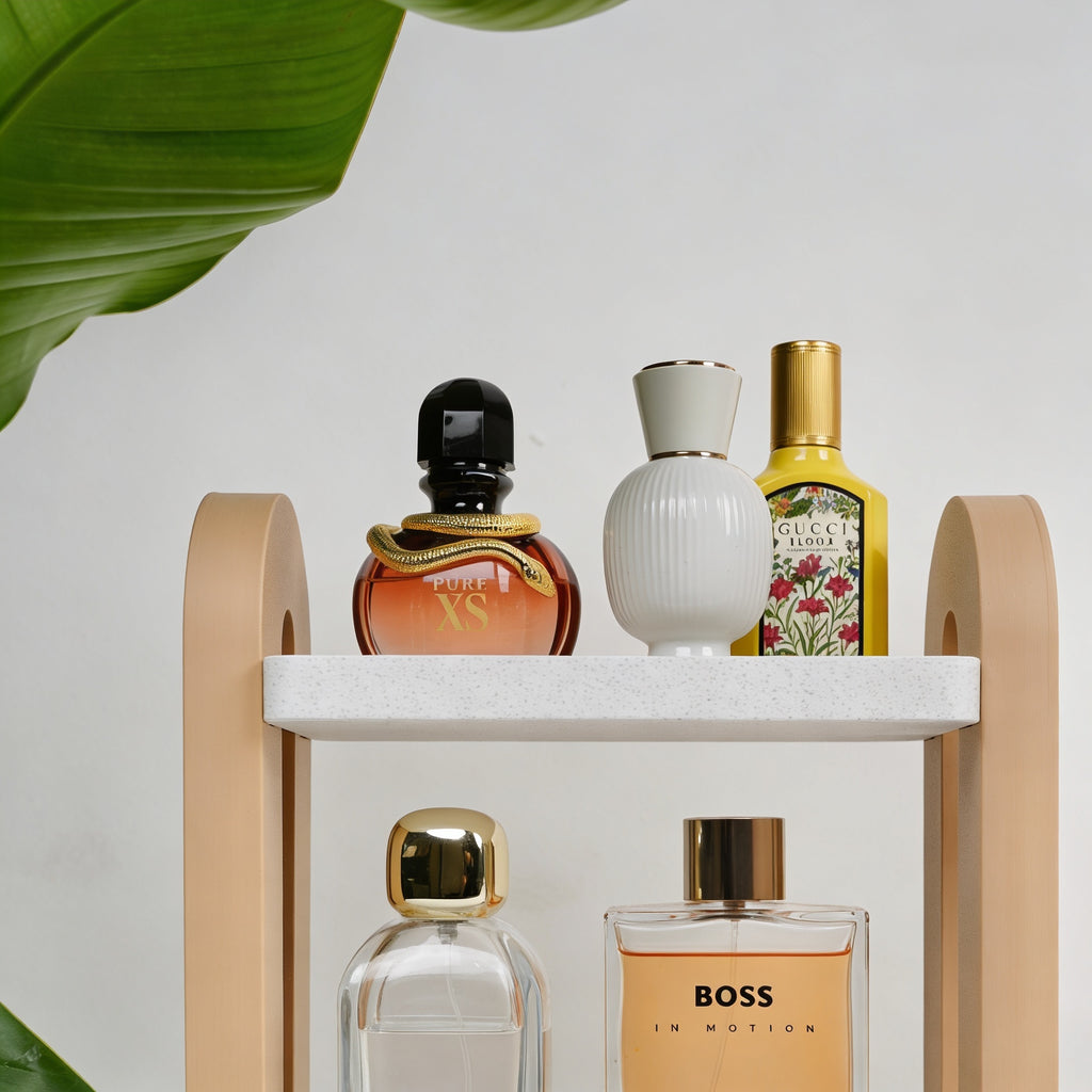 PERFIS – Minimalist 3D Printed Tabletop Perfume Shelf | Modern Organizer for Perfume, Skincare & Everyday Essentials