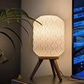 Mid-Century Modern Tripod Lamp | Sculptural Table Light With Wavy Shade for Desk, Nightstand & Living Room